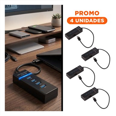 PACK4 ADAPTADOR COLOR NEGRO 4 ENTRADAS HUB 303 PARA DISPOSITIVOS Y PC Y+REGALO STICKER - 1