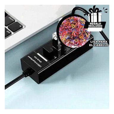 PACK4 ADAPTADOR COLOR NEGRO 4 ENTRADAS HUB 303 PARA DISPOSITIVOS Y PC Y+REGALO STICKER - 2
