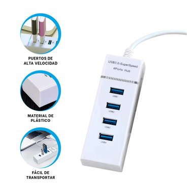 PACK12 CONECTOR BLANCO 4 ENTRADAS HUB 303 COMPATIBLE CON LAPTOP - 5