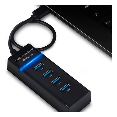 CONECTOR 4 ENTRADAS HUB 303 COLOR NEGRO COMPATIBLE CON COMPUTADORA Y ACCESORIOS Y+PAPEL REGALO - 1