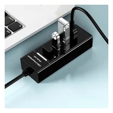 CONECTOR 4 ENTRADAS HUB 303 COLOR NEGRO COMPATIBLE CON COMPUTADORA Y ACCESORIOS Y+PAPEL REGALO - 3