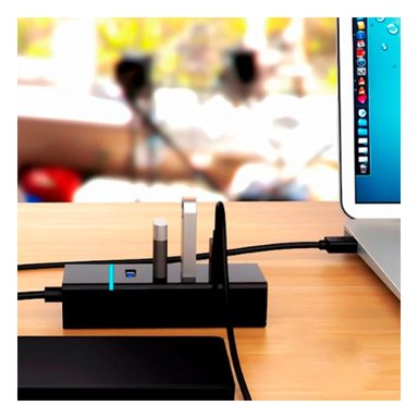 CONECTOR 4 ENTRADAS HUB 303 COLOR NEGRO COMPATIBLE CON COMPUTADORA Y ACCESORIOS Y+PAPEL REGALO - 5