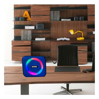 PACK2 REPRODUCTOR DE AUDIO DE PLASTICO AZUL CON BASE ESTABLE PARA MESA Y+PAPEL REGALO - 2