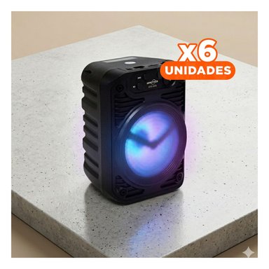 PACK6 ALTAVOZ PORTATIL DE PLASTICO 3 PULGADAS CON PANEL SOLAR DE COLOR NEGRO Y+REGALO STICKER - 1