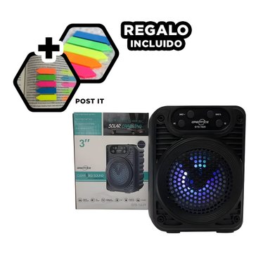 PACK6 ALTAVOZ PORTATIL DE PLASTICO 3 PULGADAS CON PANEL SOLAR DE COLOR NEGRO Y+REGALO STICKER - 3