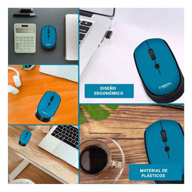 PACK4 MOUSE INALAMBRICO DE CYBERTEL AZUL CON SENSOR OPTICO Y PRECISION Y+REGALO STICKER - 2