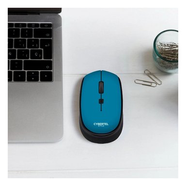 PACK4 MOUSE INALAMBRICO DE CYBERTEL AZUL CON SENSOR OPTICO Y PRECISION Y+REGALO STICKER - 3
