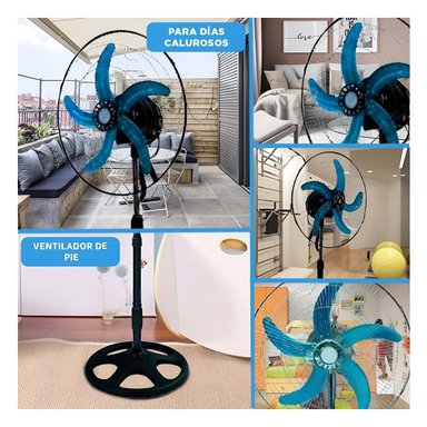 VENTILADOR ELECTRICO 18PULG NEGRO CON AZUL SILENCIOSO AJUSTABLE PARA HOGAR Y+POST IT - 5