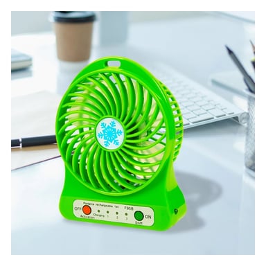 PACK6 VENTILADOR MINI PORTATIL RECARGABLE VERDE COMPACTO SILENCIOSO Y+REGALO STICKER - 3