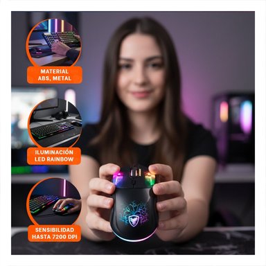 SET GAMER MACHINE 2 NEON NEGRO CON TECLADO RGB Y MOUSE CON DISENO NEON Y+PAPEL REGALO - 5