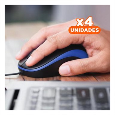PACK4 MOUSE CYBERTEL AZUL Y NEGRO USB CON DISENO DEPORTIVO - 1