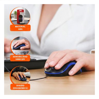 PACK4 MOUSE CYBERTEL AZUL Y NEGRO USB CON DISENO DEPORTIVO - 5