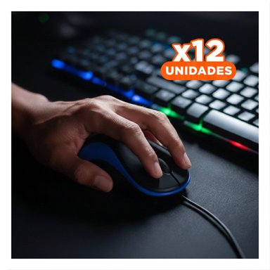 PACK12 RATON CYBERTEL AZUL Y NEGRO GAMER PARA LAPTOP Y PC - 1