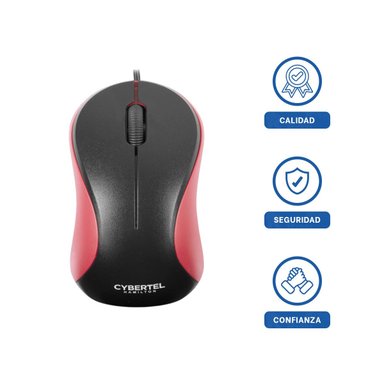 MOUSE CYBERTEL ROJO Y NEGRO USB CON DISENO DEPORTIVO Y+LIGAS REGALO - 3