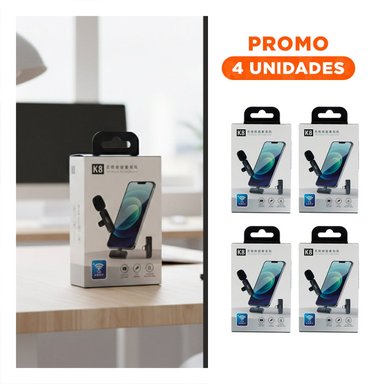 PACK4 TRANSMISOR INALAMBRICO SOLAPERO NEGRO MODERNO PARA PODCAST MOVIL Y+REGALO STICKER - 1