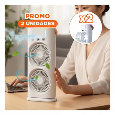 PACK2 HUMIDIFICADOR VENTILADOR CON 2 VENTILADORES BLANCO PARA AIRE DE HOGAR Y+REGALO STICKER - 1