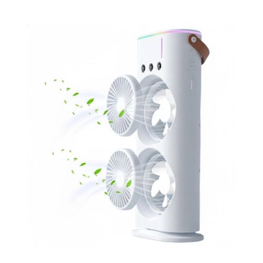 PACK2 HUMIDIFICADOR VENTILADOR CON 2 VENTILADORES BLANCO PARA AIRE DE HOGAR Y+REGALO STICKER - 2