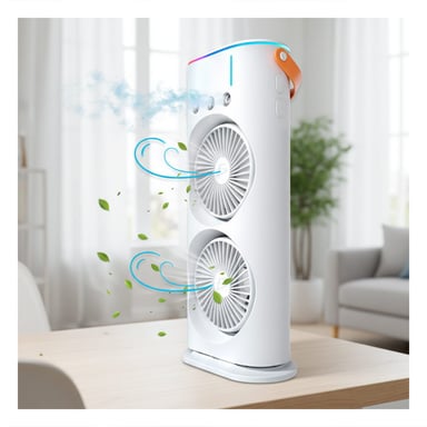 PACK2 HUMIDIFICADOR VENTILADOR CON 2 VENTILADORES BLANCO PARA AIRE DE HOGAR Y+REGALO STICKER - 3