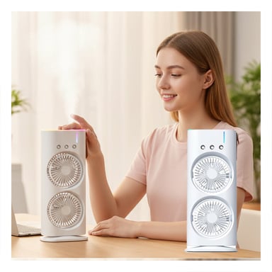 PACK2 HUMIDIFICADOR VENTILADOR CON 2 VENTILADORES BLANCO PARA AIRE DE HOGAR Y+REGALO STICKER - 5