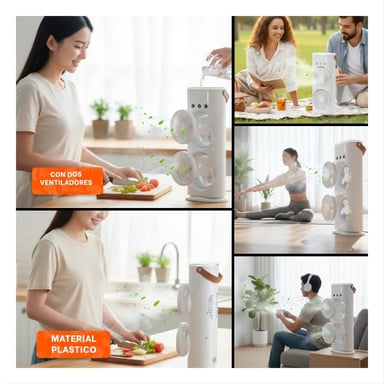 PACK4 NEBULIZADOR VENTILADOR PARA AMBIENTE DE CASA CON 2 VENTILADORES BLANCO Y+REGALO STICKER - 2