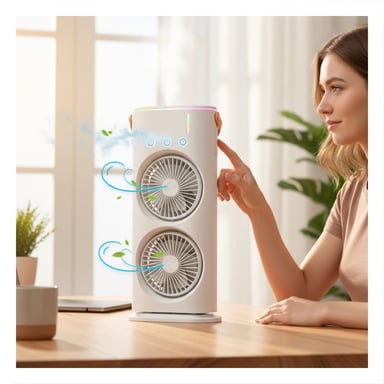 PACK4 NEBULIZADOR VENTILADOR PARA AMBIENTE DE CASA CON 2 VENTILADORES BLANCO Y+REGALO STICKER - 3