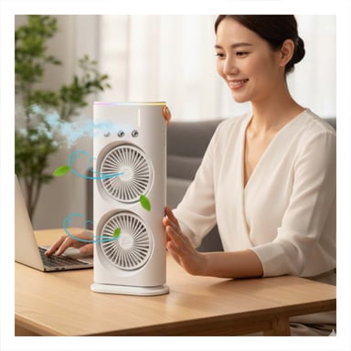 PACK4 NEBULIZADOR VENTILADOR PARA AMBIENTE DE CASA CON 2 VENTILADORES BLANCO Y+REGALO STICKER - 5