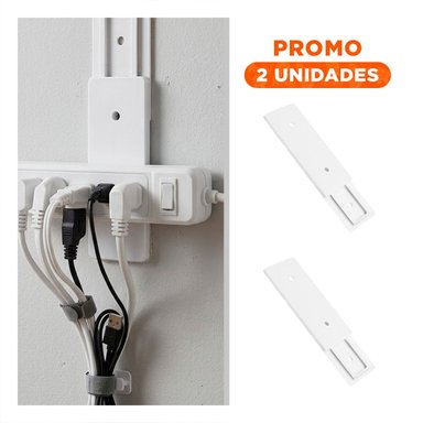 PACK2 SUJETADOR AUTOADHESIVO PARA EXTENSION BLANCO 10X4CM BASE REGLETA PARED - 1