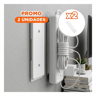 PACK2 FIJADOR PEGANTE PARA EXTENSION BLANCO 10X4CM BASE PARA REGLETAS PARED Y+REGALO STICKER - 1