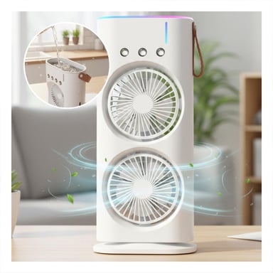 PACK2 NEBULIZADOR PARA AIRE DE SALA CON 2 VENTILADORES VERTICAL BLANCO - 5