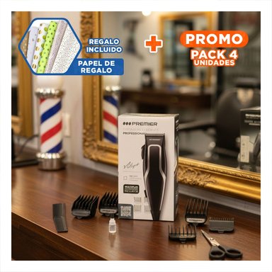 PACK4 RECORTADORA CABELLO PREMIER NEGRA PARA USO DIARIO EN HOGAR Y+PAPEL REGALO - 1