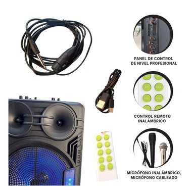 AUDIO PARA PARLANTE 12 PULGADAS NEGRO CON MICROFONO PARA EVENTOS Y REUNIONES RECTANGULAR - 3