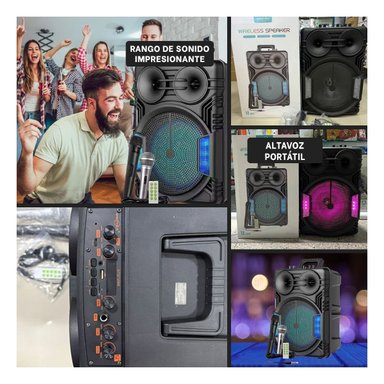 AUDIO PARA PARLANTE 12 PULGADAS NEGRO CON MICROFONO PARA EVENTOS Y REUNIONES RECTANGULAR - 5