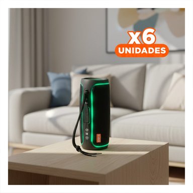 PACK6 ALTAVOZ INALAMBRICO NEGRO CON POTENCIA Y CONTROL FACIL Y+REGALO STICKER - 1