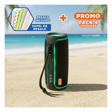 PACK4 BOCINA MOVIL NEGRO CON LUCES LED Y SONIDO ESTEREO Y+PAPEL REGALO - 1