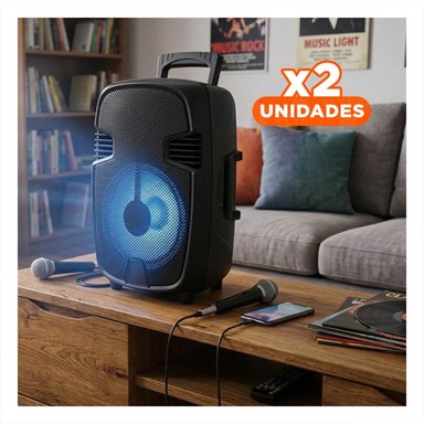 PACK2 EQUIPO NEGRO CON MICROFONO CON AUDIO DIRECTO PARA KARAOKE Y+REGALO STICKER - 1