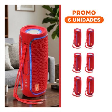 PACK6 BOCINA INALAMBRICA ROJO CON DISENO LIGERO Y CONTROLES INTUITIVOS - 1