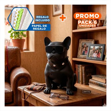 PACK6 ALTAVOZ CREATIVO EN COLOR NEGRO CON FIGURA CANINA Y+PAPEL REGALO - 1