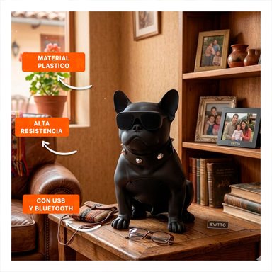 PACK6 ALTAVOZ CREATIVO EN COLOR NEGRO CON FIGURA CANINA Y+PAPEL REGALO - 2
