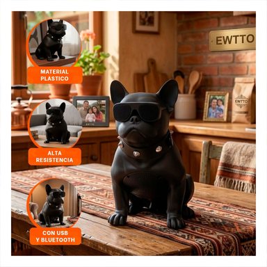 PACK4 PARLANTE EN COLOR NEGRO EN FORMA DE PERRO CON APARIENCIA CREATIVA DECORATIVA - 5