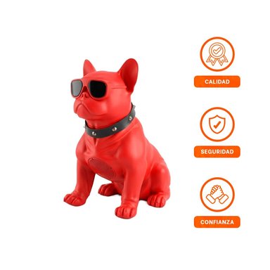 PACK6 BOCINA MODERNA EN COLOR ROJO EN FORMA DE PERRO DE PLASTICO Y+REGALO STICKER - 2