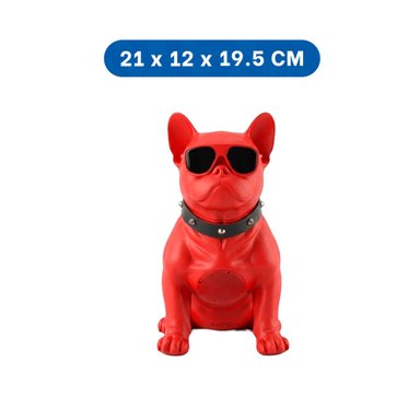 PACK6 BOCINA MODERNA EN COLOR ROJO EN FORMA DE PERRO DE PLASTICO Y+REGALO STICKER - 4