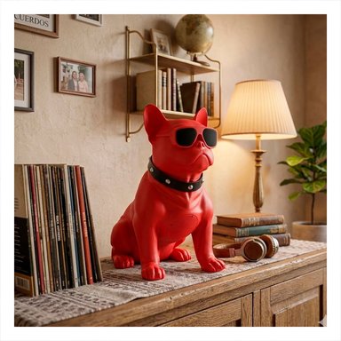 PACK6 BOCINA MODERNA EN COLOR ROJO EN FORMA DE PERRO DE PLASTICO Y+REGALO STICKER - 5