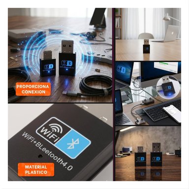 RECEPTOR USB QUE TRANSFORMA EL PUERTO USB EN CONEXION WIFI Y BLUETOOTH NEGRO 300MBPS Y+POST IT - 5
