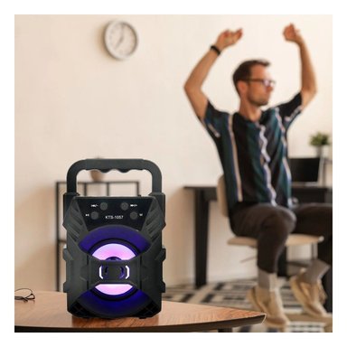 PACK6 BOCINA BLUETOOTH PORTATIL NEGRO CON BATERIA RECARGABLE INTERNA Y+PAPEL REGALO - 2