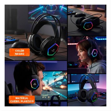 PACK4 AUDIFONOS PARA LAPTOP GAMER PRO CON MICROFONO NEGRO ESTEREO Y+REGALO STICKER - 2