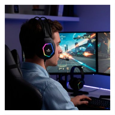 PACK4 AUDIFONOS PARA LAPTOP GAMER PRO CON MICROFONO NEGRO ESTEREO Y+REGALO STICKER - 3