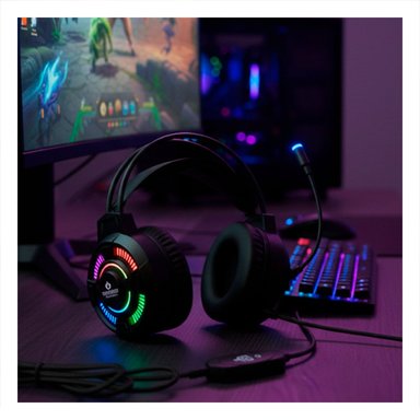 PACK4 CASCOS PARA COMPUTADORA GAMER CON MICROFONO INTEGRADO SONIDO ESTEREO NEGRO - 5