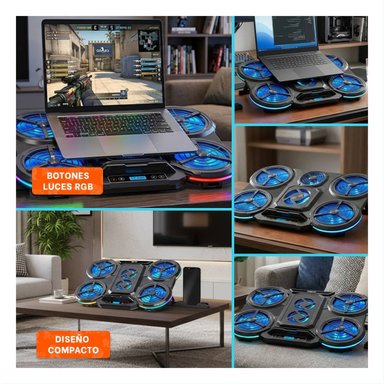 DISPOSITIVO AIRBOOM QUE ENFRIA EQUIPOS CON 6 VENTILADORES NEGRO - 5