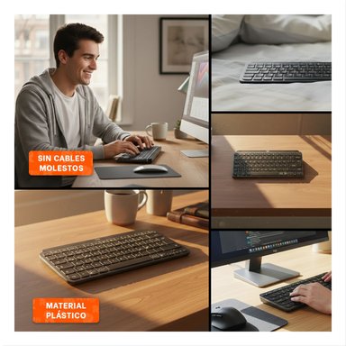 TECLADO INALAMBRICO CON TECLAS SILENCIOSAS PARA OFICINA NEGRO - 5