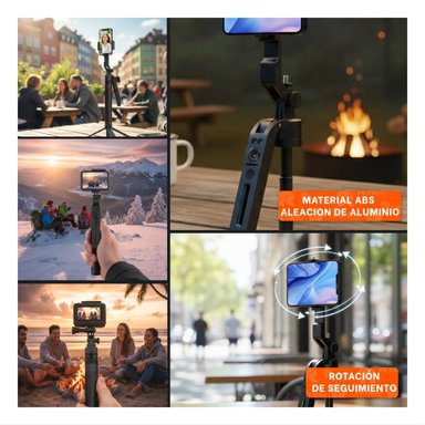 PACK2 BASE SELFIE CON ROTACION AUTOMATICA Y PALO EXTENSIBLE NEGRO Y+PAPEL REGALO - 3